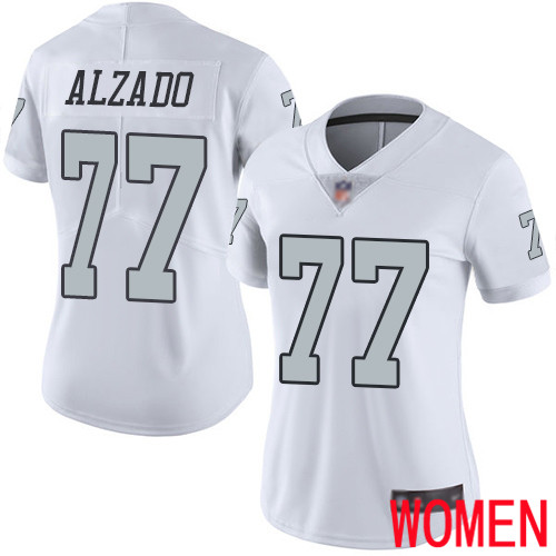 Oakland Raiders Limited White Women Lyle Alzado Jersey NFL Football #77 Rush Vapor Untouchable Jersey->women nfl jersey->Women Jersey